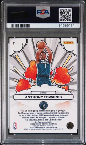 Anthony Edwards 2023 Panini Donruss Bomb Squad #6 PSA 10 back